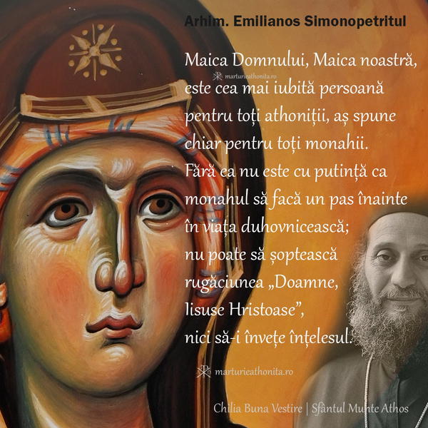 Arhim. Emilianos Simonopetritul Maica Domnului este cea mai iubita persoana pentru toti athonitii