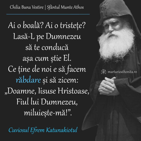 Cuv. Efrem Katunakiotul ai vreo boala o tristete
