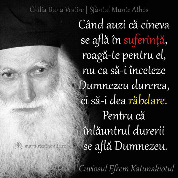 Cuv. Efrem Katunakiotul cand auzi ca cineva se afla in suferinta