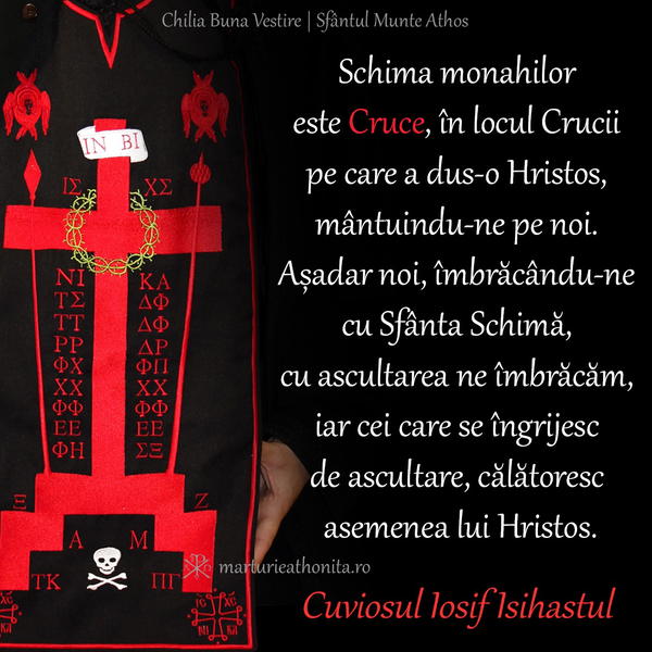 Cuv. Iosif Isihastul schima monahilor Cruce