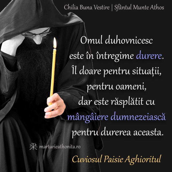 Cuv. Paisie Aghioritul omul duhovnicesc este durere bw