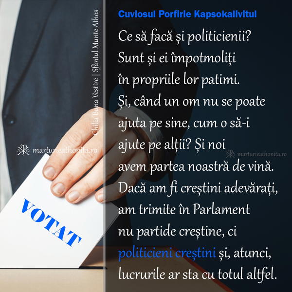 Cuviosul Porfirie Kapsokalivitul politicieni crestini