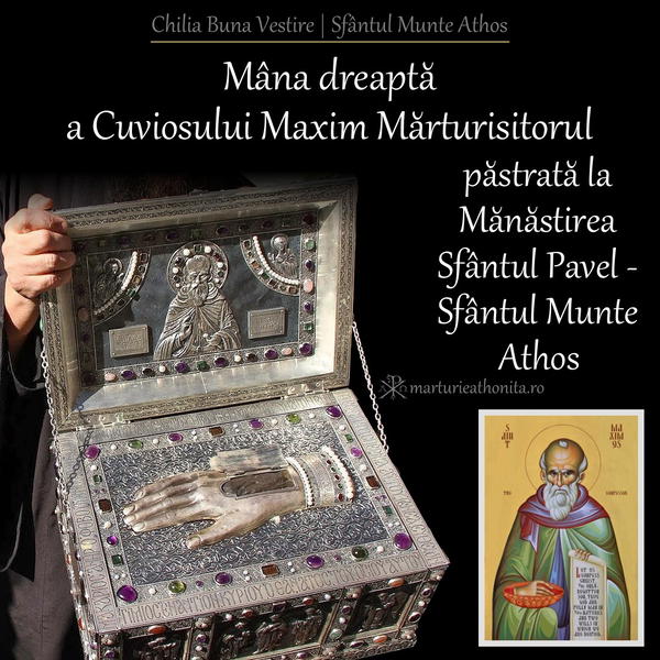 Mana dreapta a Cuv. Maxim Marturisitorul