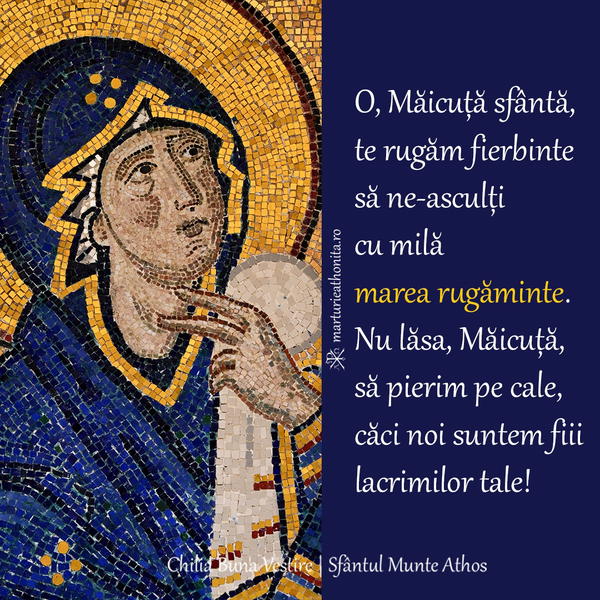 O Maicuta sfanta te rugam fierbinte sa ne asculti cu mila marea rugaminte