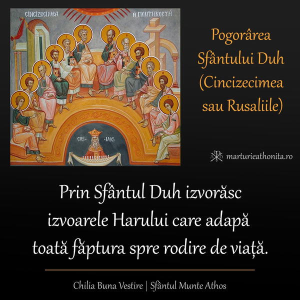 Prin Sfantul Duh izvorasc izvoarele Harului