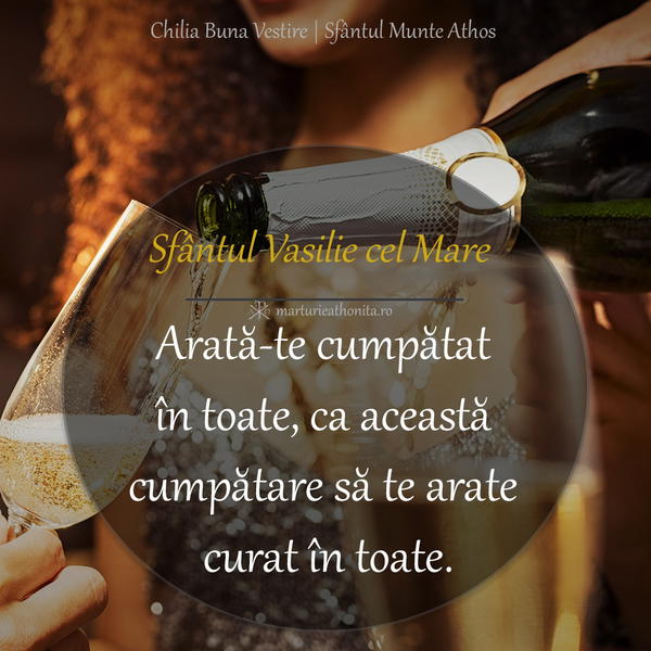 Sf. Vasilie cel Mare arata te cumpatat in toate