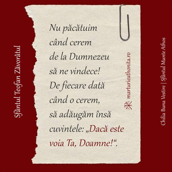 Sfantul Teofan Zavoratul Nu pacatuim cand cerem de la Dumnezeu sa ne vindece