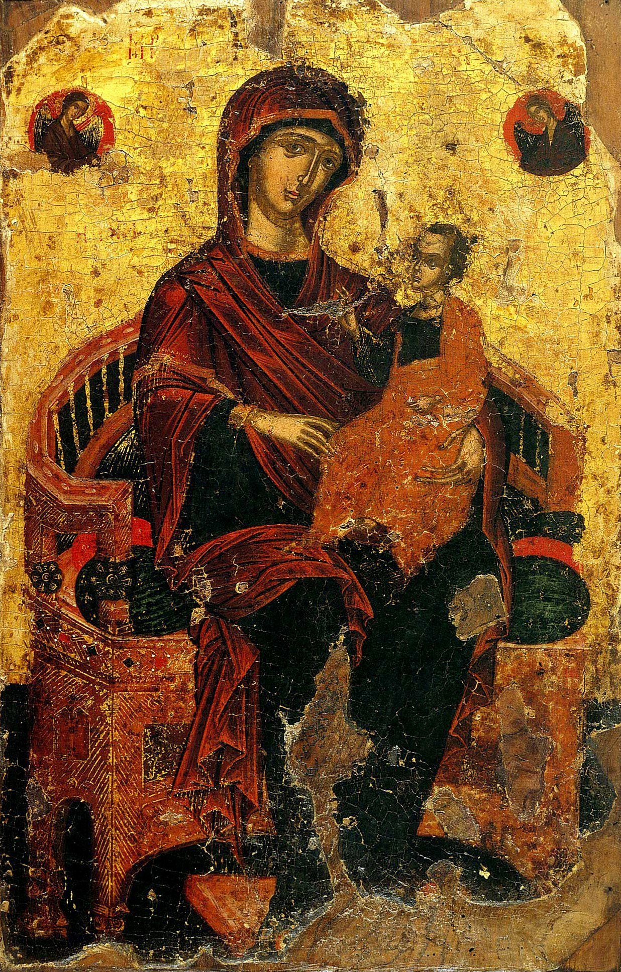 Icoana Maicii Domnului cu Pruncul pe tron — Sfântul Munte Athos, sec. XVI